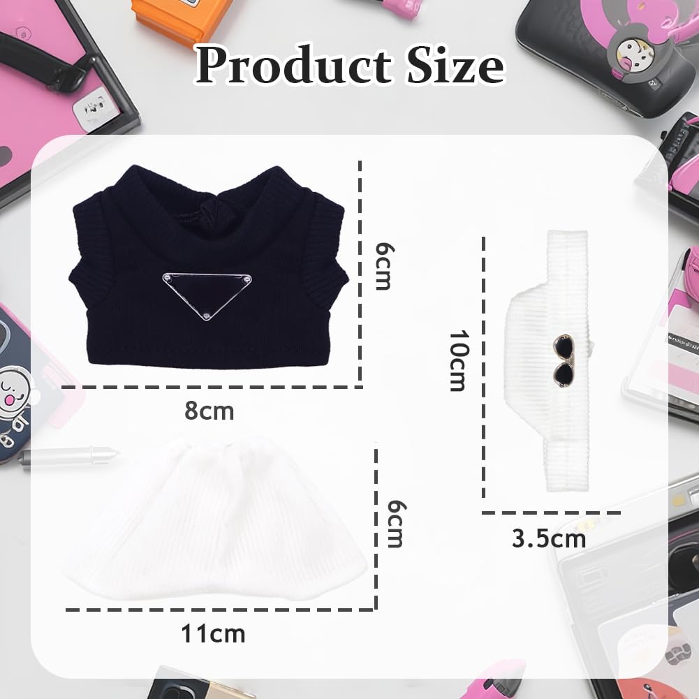 Vestiti per Bambola da 17 cm, Set Cappello e Pantaloni in Bianco e Nero, Accessori per Bambole, Regalo Perfetto per Collezionisti e Bambini