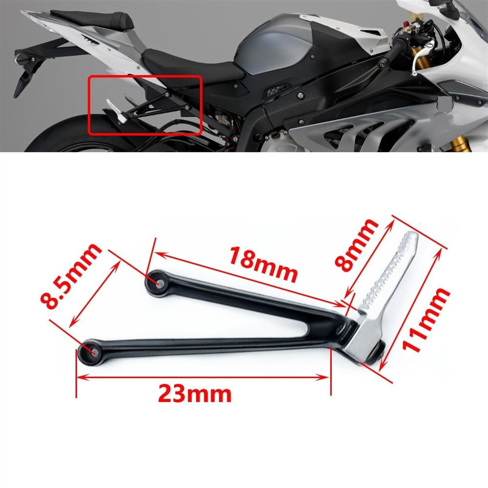 Rear Passenger Foot Pegs Footrests For BMW M1000RR (2021-2022) & S1000RR (2009-2023)