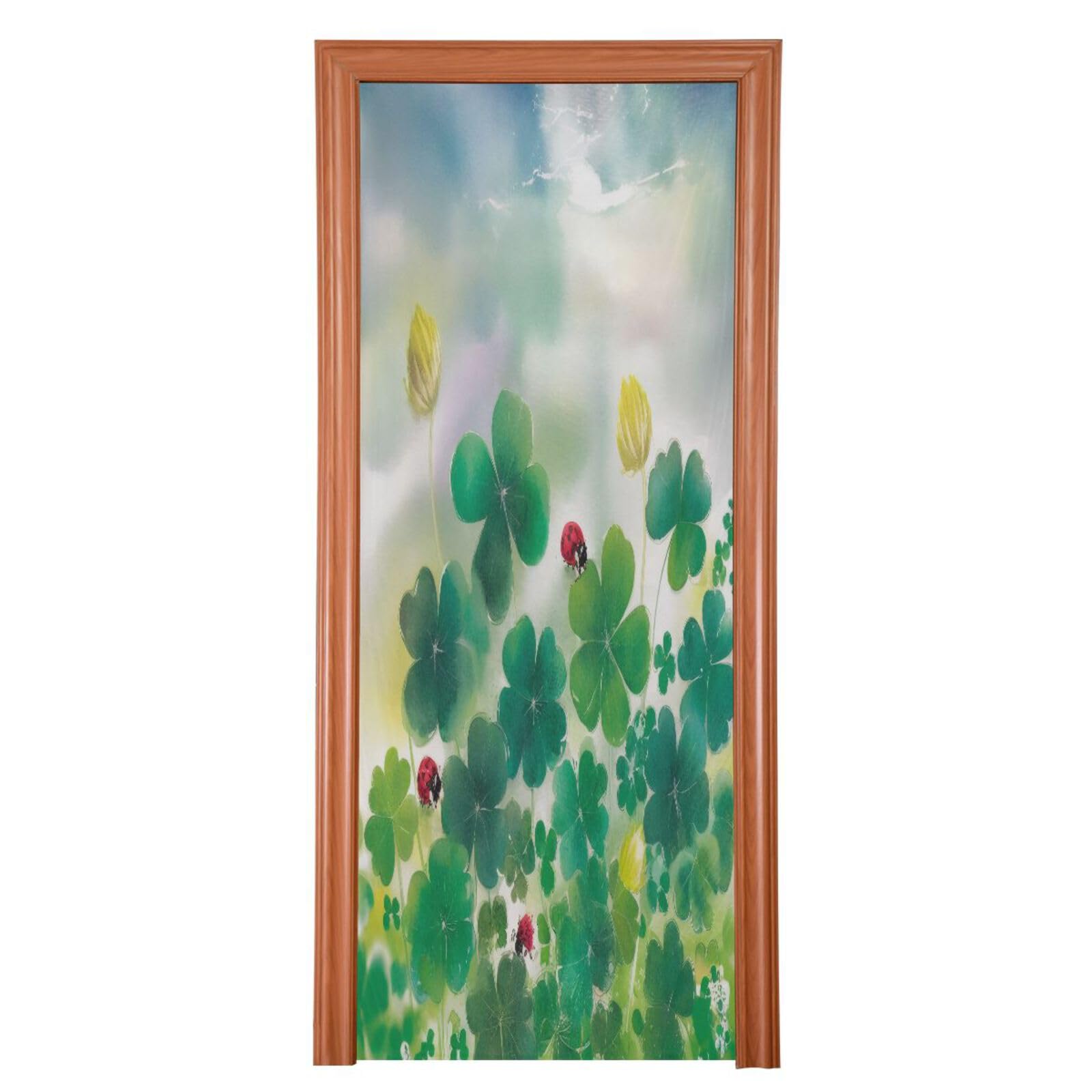 FLildon Green Clovers Watercolor St Patrick's Day Door Cover Decoration, Party Accessory Porch Decor for Festive Ornament Room Door Covers 35 x 79 Inch