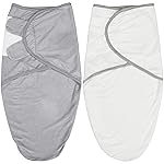 Biloban Baby Swaddles 0-3 Months for Girls, Cotton Swaddle Blanket, Newborn Essentials, Grey & White, 2 Pack