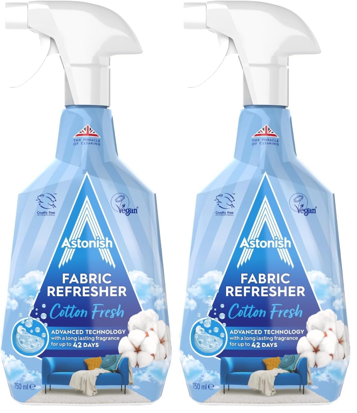 Astonish Fabric Refresher Spray for Freshening Clothes, Curtains, Carpets and Fabrics, Cotton Fresh Scent, 750ml, Blue — view 8