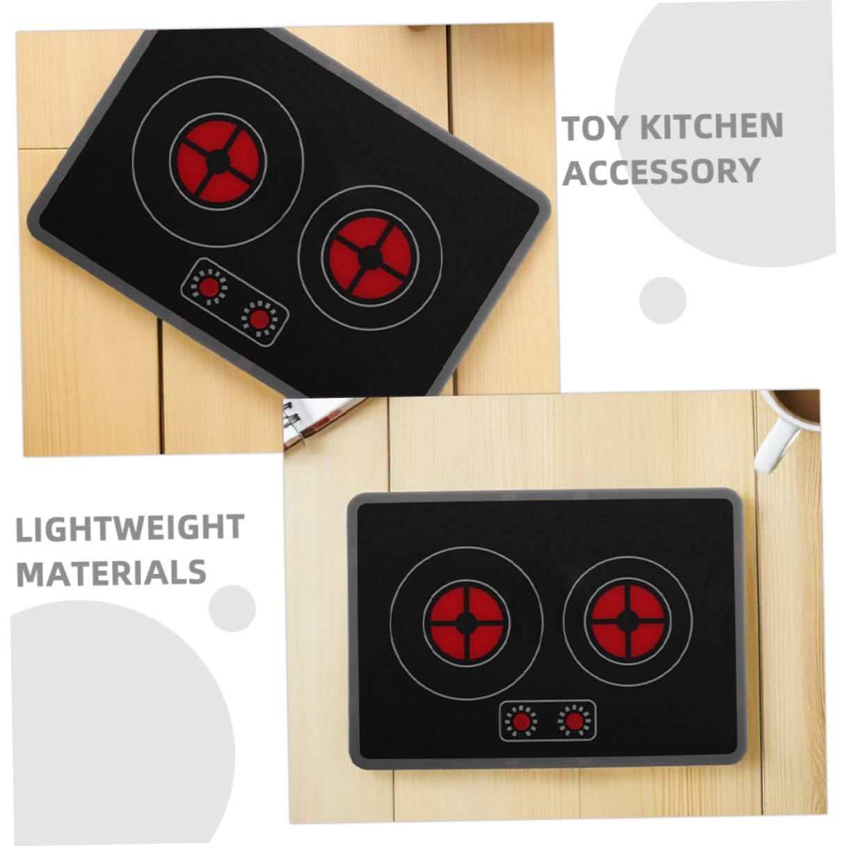 Abaodam Giocattolo Fornello a Induzione per 2 Pezzi con Luci e Suoni, Accessori da Cucina in Plastica Leggeri per Gioco Educativo e Interazione Familiare