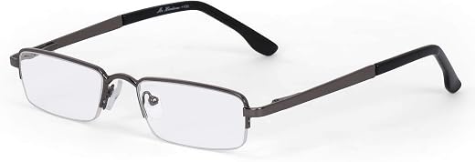 AEC MetalRead Rectangle Half Rim Power Reading Glasses With Pen Clip & Smart Carry Case (+2.50, Black)