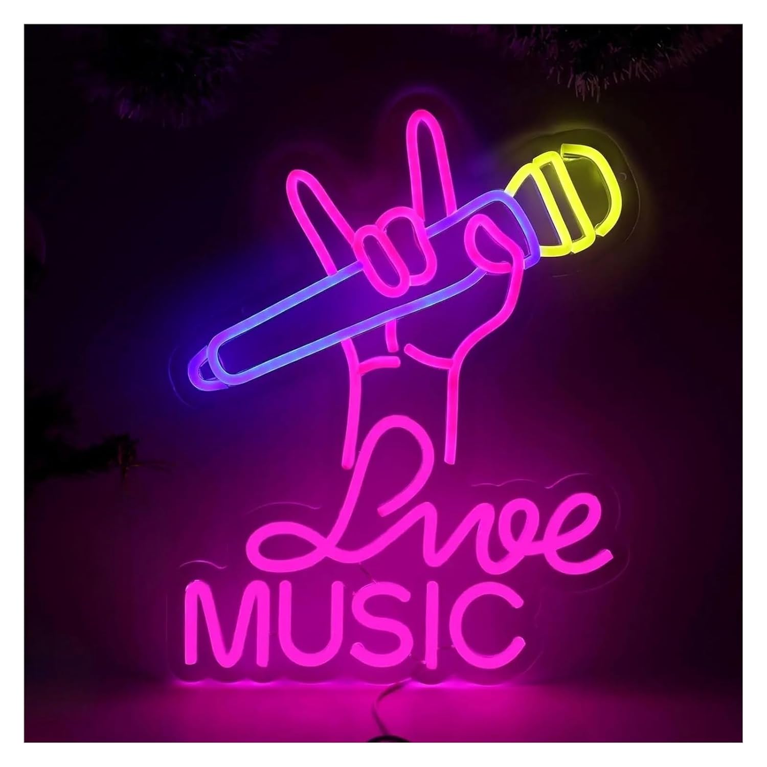 ネオンサイン LED Live Music ネオンサイン LEDライト 調光機能付き USB電源 男の隠れ家 寝室 音楽スタジオ パ