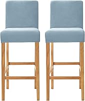 Vista 1 de Fundas de terciopelo para sillas de pub, extraíbles y elásticas para taburete de mostrador (2, azul bebé)