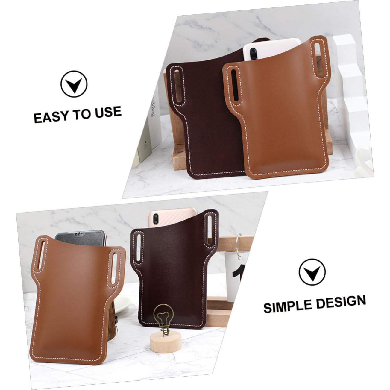Handy Bauchtasche für Herren 2 Stück Packung aus Pu Shopping und Wandern