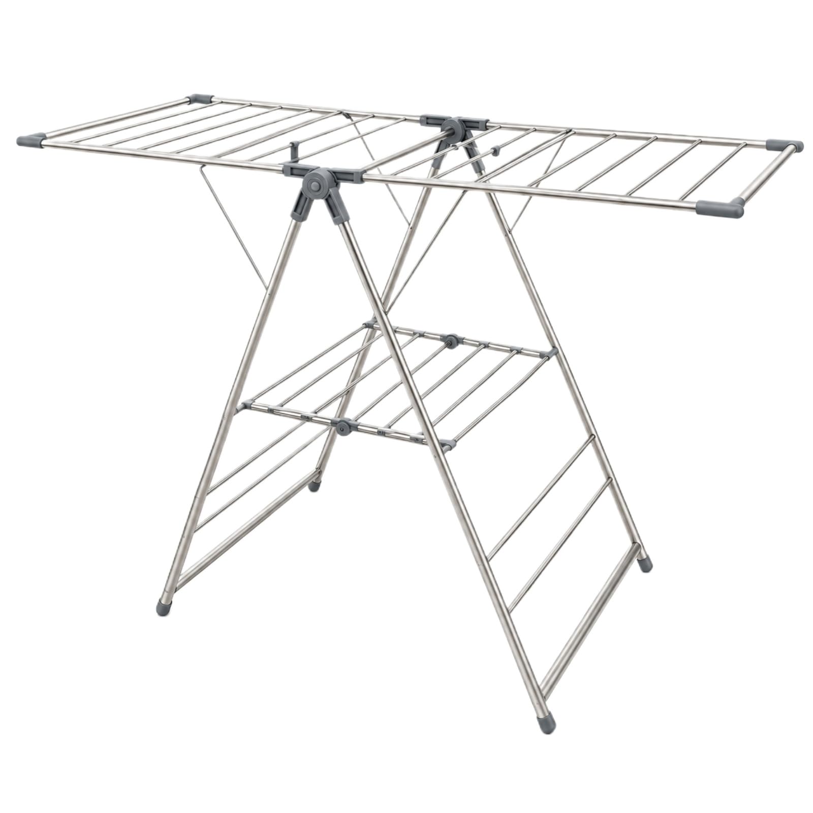 Étendoir À Linge Pliable en INOX avec Ailes Et Tablette, 160 Cm, Gris