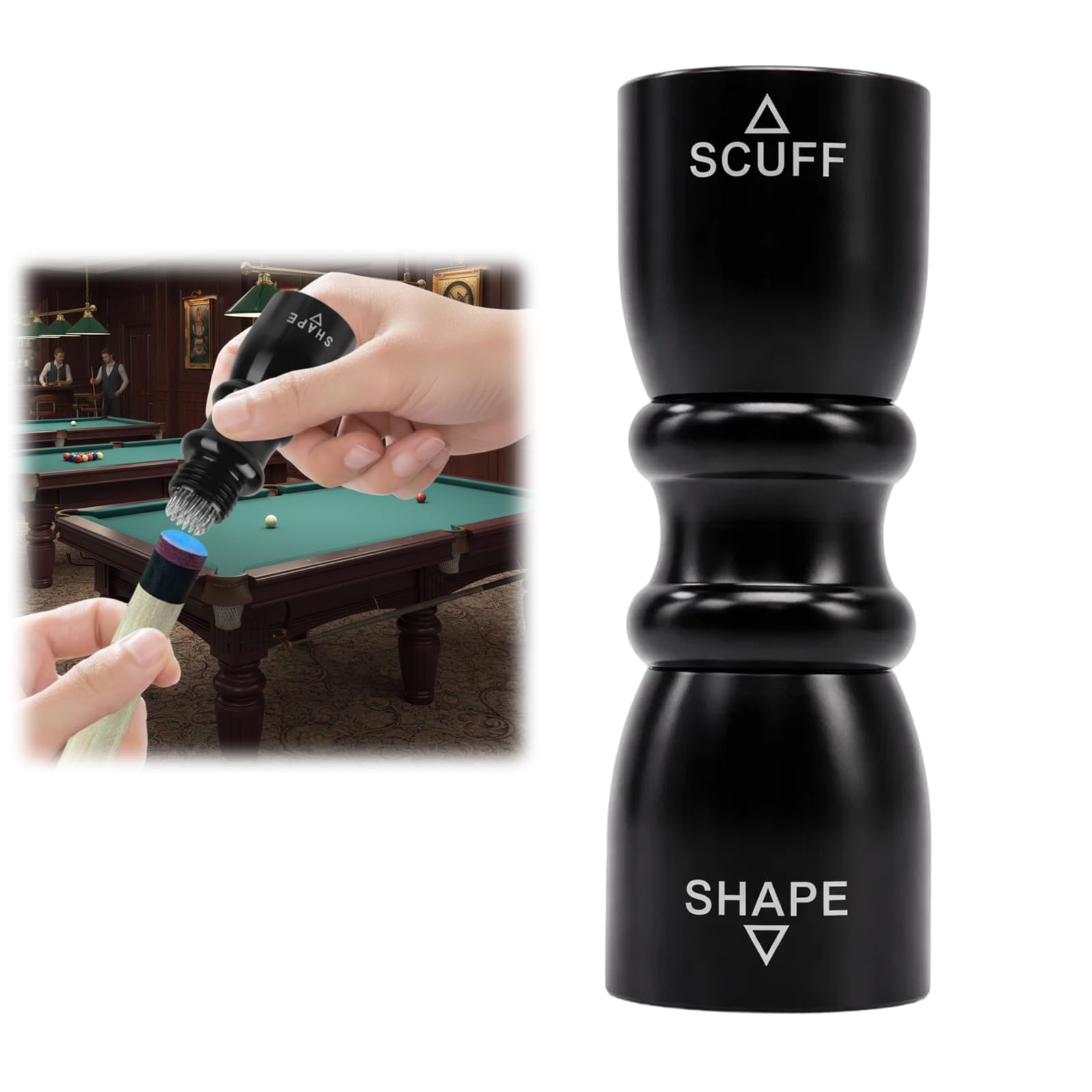 3 in 1 Snooker Cue Tip Shaper, Professional Billiards Cue Tip Repair Tool with Aerator Scuff & Tapping Functions