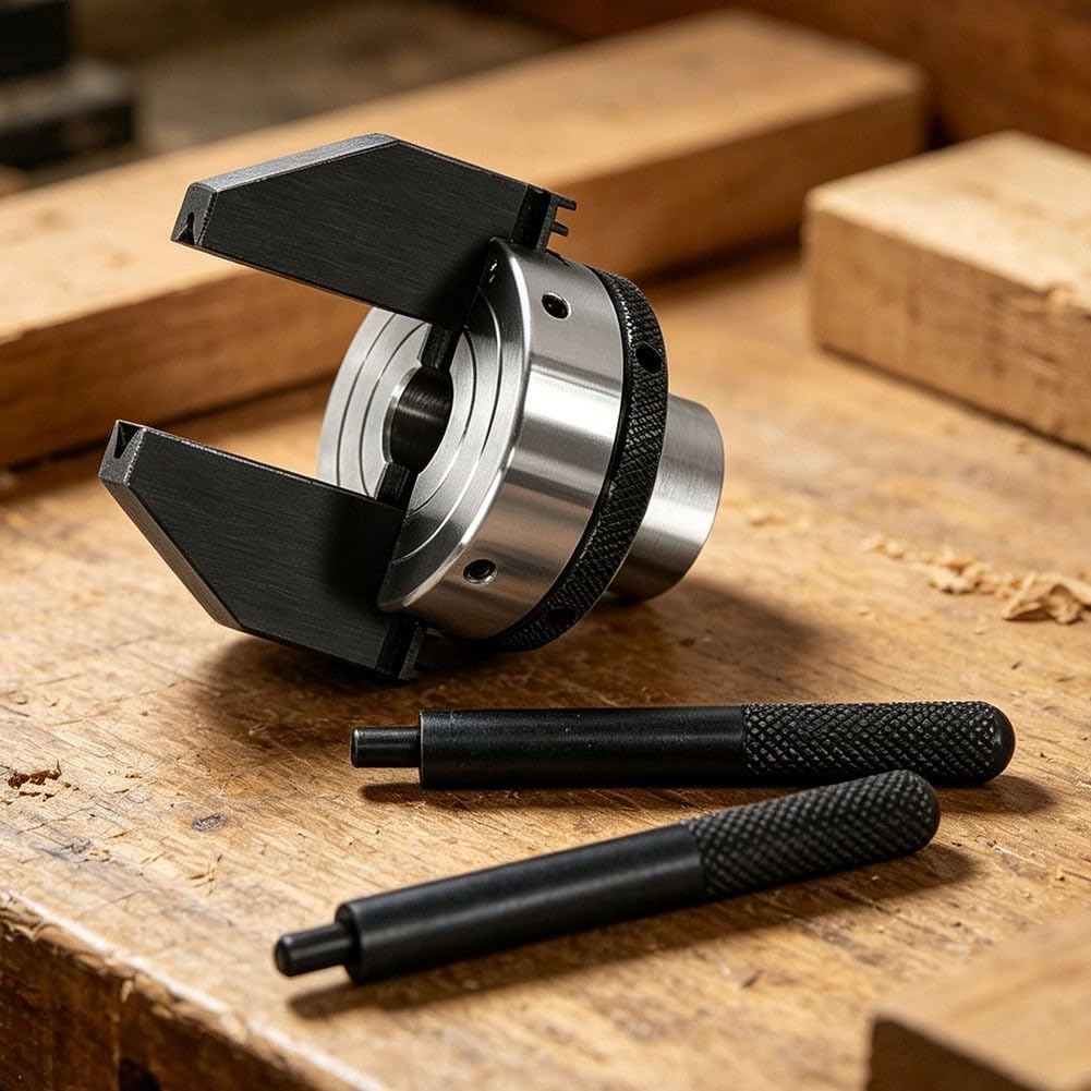 Portabrocas de torno de madera de 2 pulgadas con rosca directa TPI de 1 pulgada x 8 TPI para torneado de madera, abrazadera cuadrada en blanco, rango de 8 mm a 23 mm, herramienta plateada