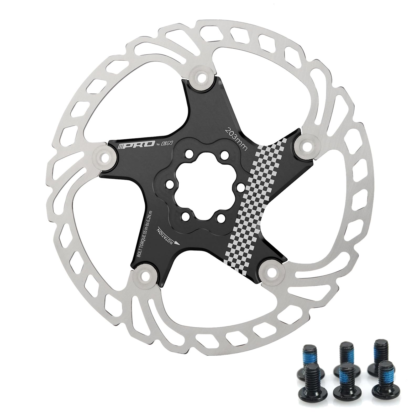 Disco de freno de bicicleta 160 mm 180 mm 203 mm disco de freno de bicicleta rotor de freno flotante adecuado para bicicletas de carretera, bicicletas de montaña, MTB, BMX (Negro, 203mm)