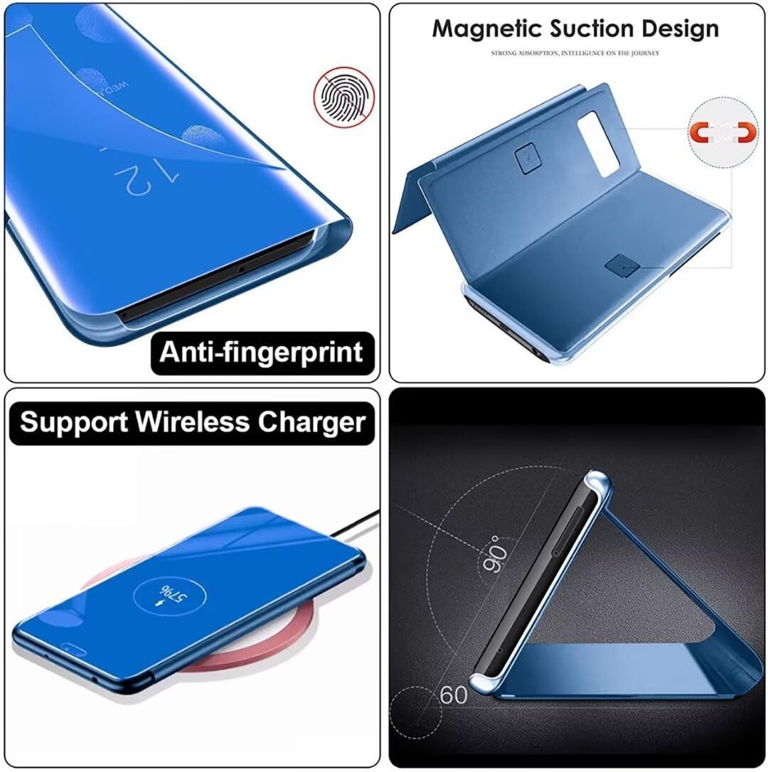 IMIRST Custodia a Portafoglio per Honor X8b - Custodia Specchio Smart View Supporto in Piedi 360° Protettore Compatibile con Honor X8b. Flip Mirror: Black