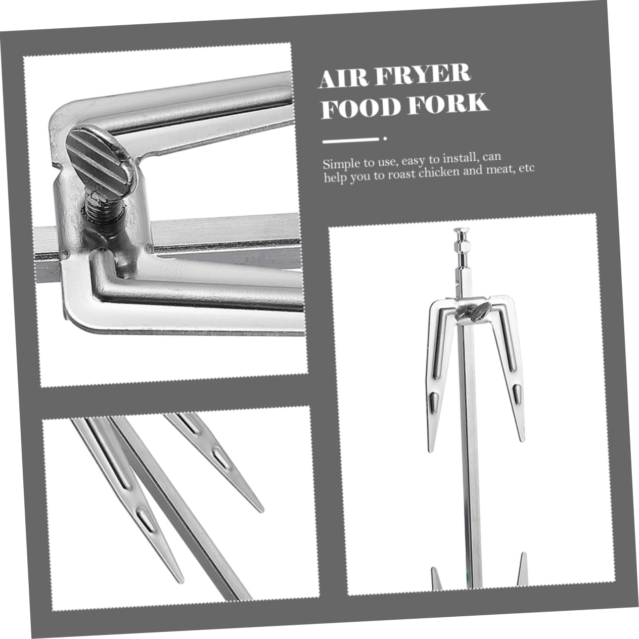 Toyvian 3pezzi Forchetta per Barbecue in Acciaio Inossidabile Accessori per Forno Versatile Forchetta per Barbecue Rotante Adatta per Grigliare Cibi e Utilizzo Friggitrice ad Aria