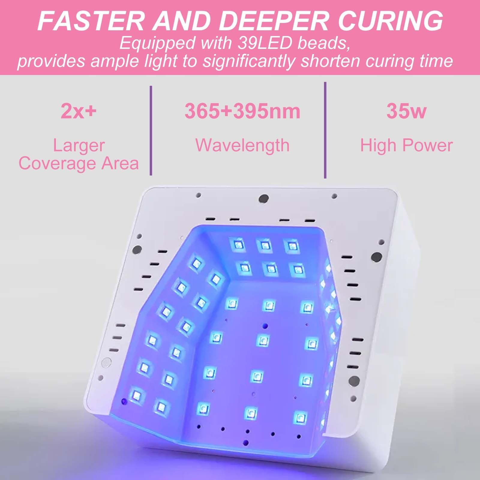 Lampa do utwardzania lakieru hybrydowego do paznokci 35W, 39 diod LED, z regulowanym o 360° stojakiem podłogowym, suszarka do paznokci LED z inteligentnym czujnikiem