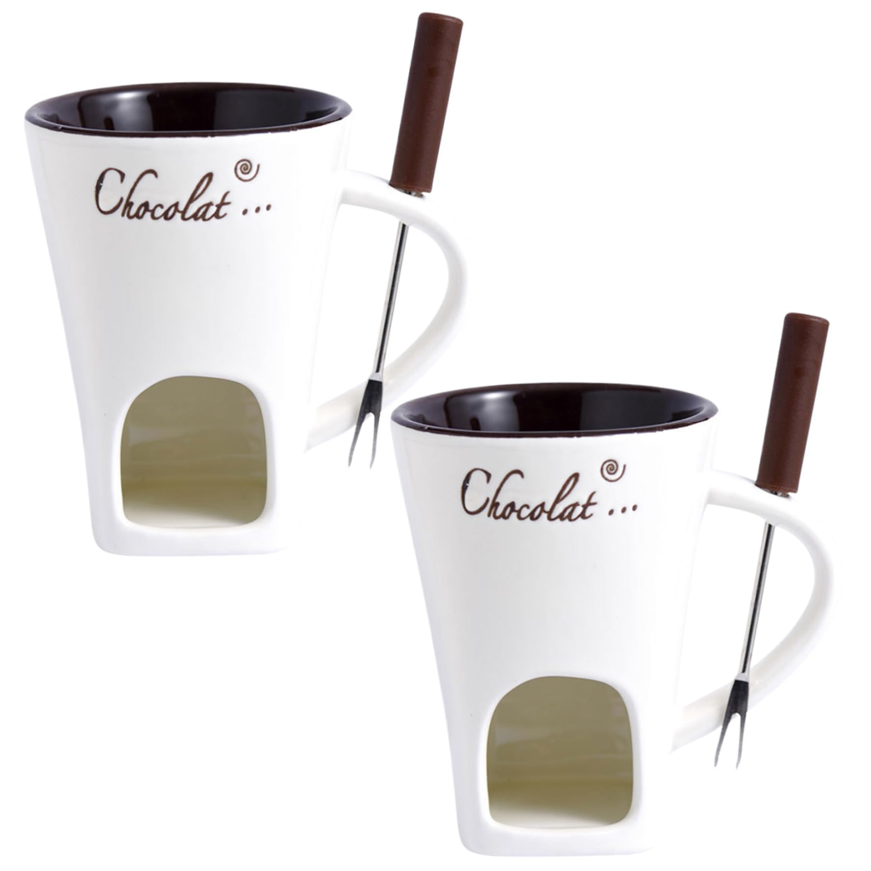 Fondue au chocolat cadeau de mariage et d'anniversaire original 2 tasses céramique à bougie