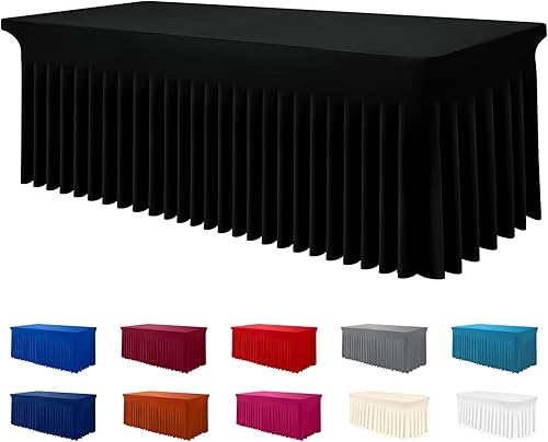 Smiry Mantel de elastano, mantel elástico ajustable para mesas rectangulares de 6 pies, impermeable, lavable, para exteriores, bodas, banquetes y