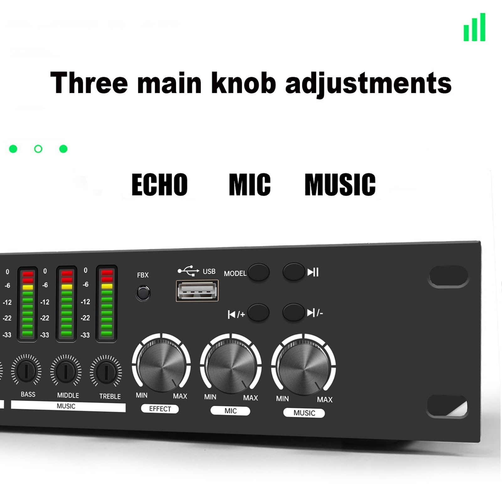 HFDJRWK Equalizzatore Digitale Ktv, Processore di Effetti Preamplificatore Digitale con Schermo LCD, Adatto for Sistemi di Riverbero Domestici e Karaoke