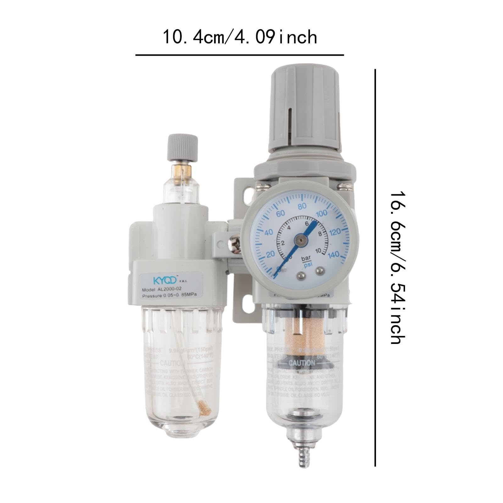 F Fityle Separador de agua y aceite para cambiador de neumáticos. Accesorio profesional para cambiador de neumáticos. Fácil de usar. Práctico con manómetro.