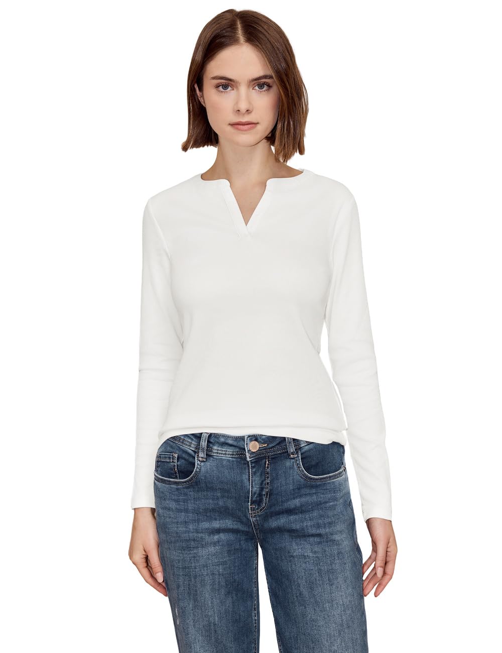 Street One Studio Damen Damen Rippstrukturshirt Rippstrukturshirt (1er Pack)
