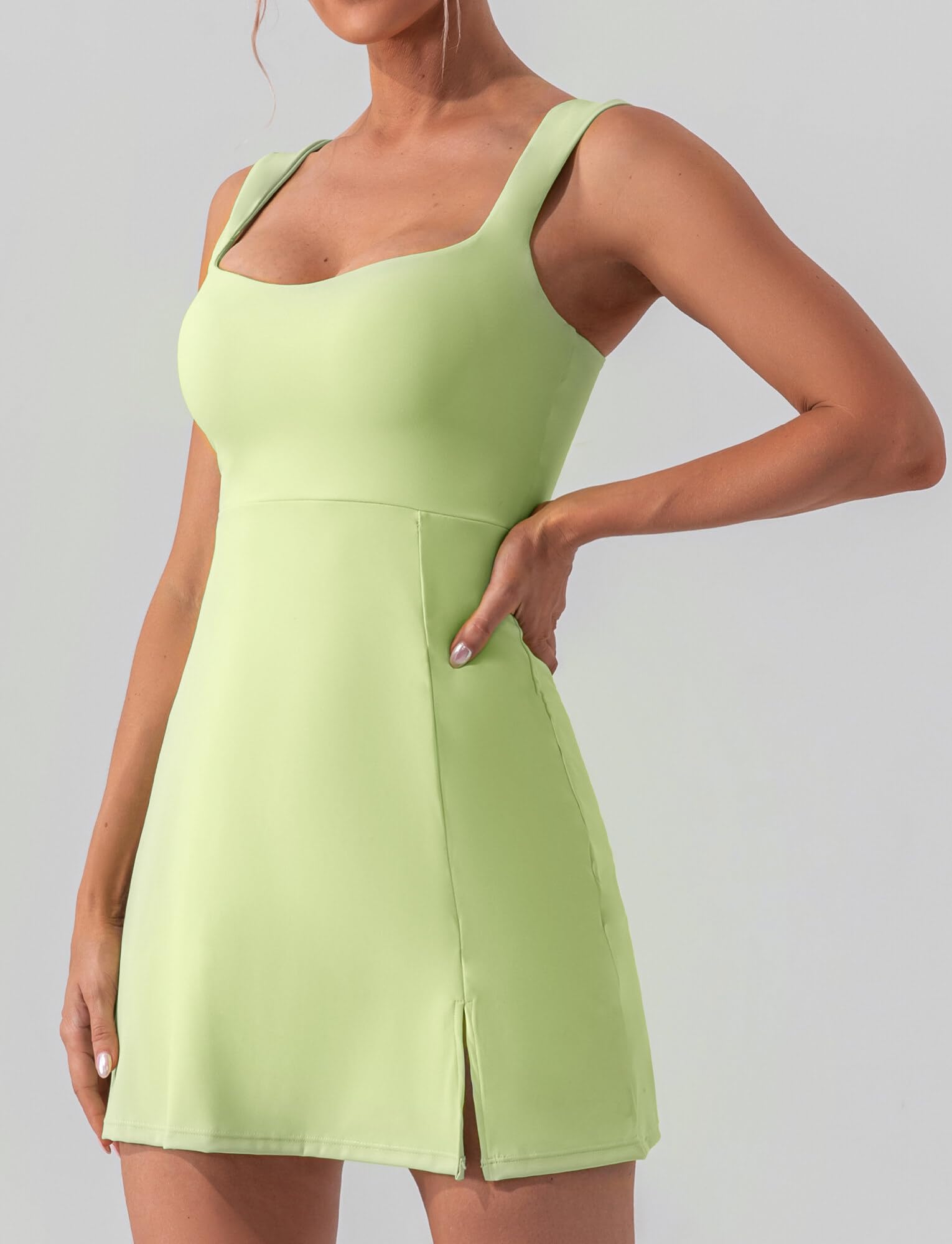SEAUR Abito da tennis da donna con imbottitura sul petto, linea ad A, slim fit, sportivo, estivo, golf, tennis, sport, con scollo quadrato