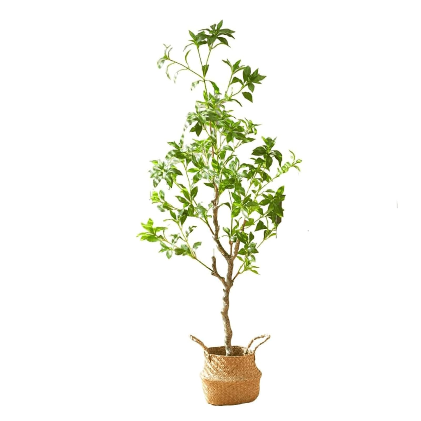 4.9ft Faux Plant Realistic Artificial Tree with Woven Seagrass Basket Simulation Tree Decor Faux Plant Fake Tree
