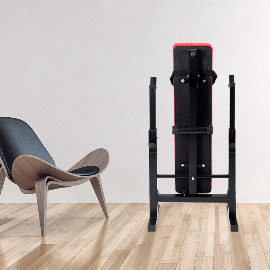 Aparato para Sentadillas Press de banca Estante para Barra de Fitness para Hombre Estante Multifuncional Soporte Ajustable Gimnasio casero en casa Plegable (Color : Black, Size : 58.4 * 120 * 110cm)