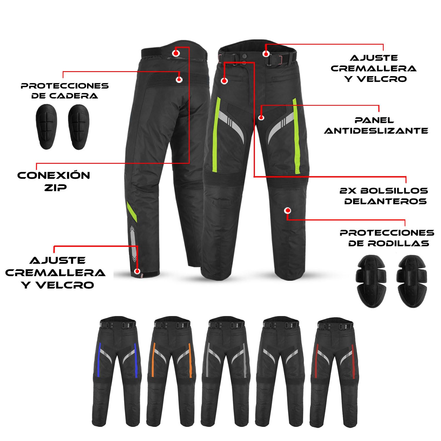 Traje de moto para hombre impermeable con chaqueta pantalón y guantes Traje de motociclista con protecciones de Cordura y protecciones extraíbles