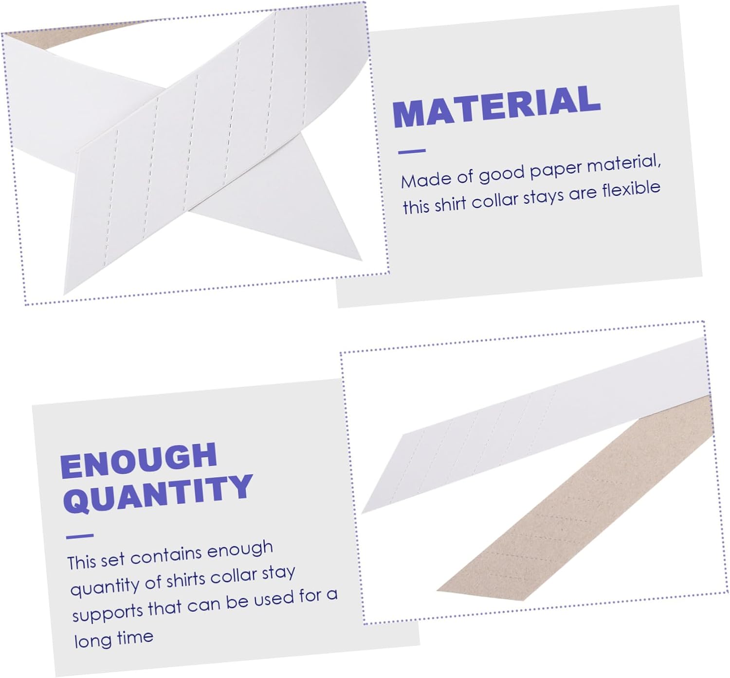 OUNONA 100Pcs Paper Shirt Collar Stays Flexible Collar Support for Men Dress Shirts Smooth Surface Lightweight Easy to Use and Store Travel Friendly Collar Shaper