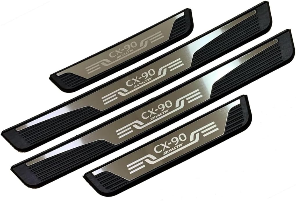 TundraFlow 4Pcs Door Sills Protector for Mazda CX90 CX-90 2024 2025 2026, Anti-Scuff Protectors Welcome Pedal Protectors，Door Entry Guard Plate Trim Cover (Sliver)