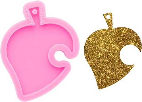 Molde de llavero con forma de hojas superbrillantes, molde de silicona para llavero, moldes de silicona para bricolaje, herramientas de joyería para