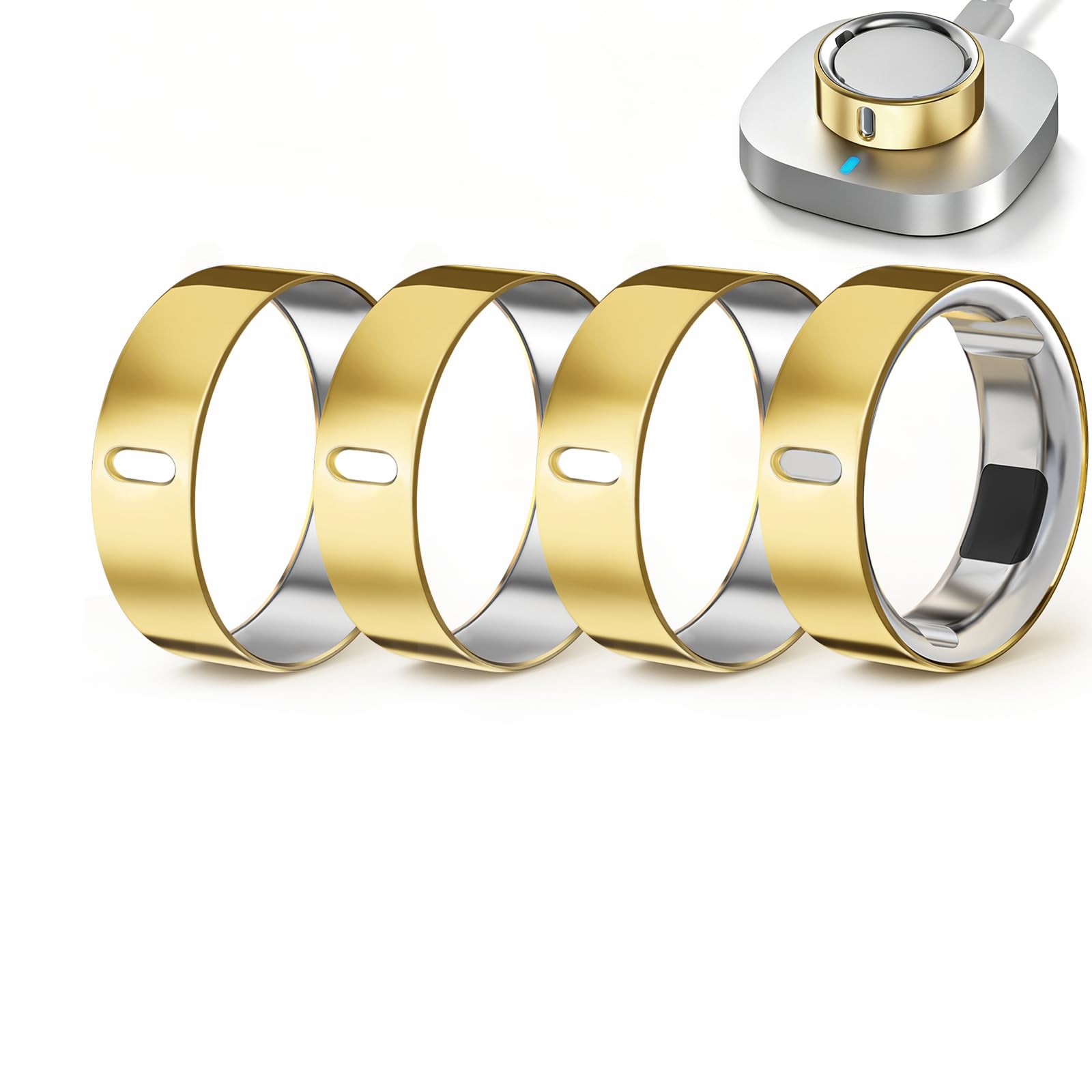 Hexasider 4 Pack Upgraded Ring Covers Compatible with Oura Ring Gen 4/Gen 3, TPU Anti-Scratch Protector Accessories for Oura Ring Cover Jacket for Women Men, Size 8 (Not for Oura Ring 4 Ceramic)