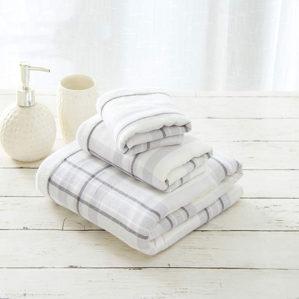 Toalla de Baño Juego de Toallas de Baño Bellamente Bordadas Sábana de Baño 100% Algodón de Felpa Peso Pesado Y Absorbente Perfecto para Nadar O Bañarse,Greyplaid