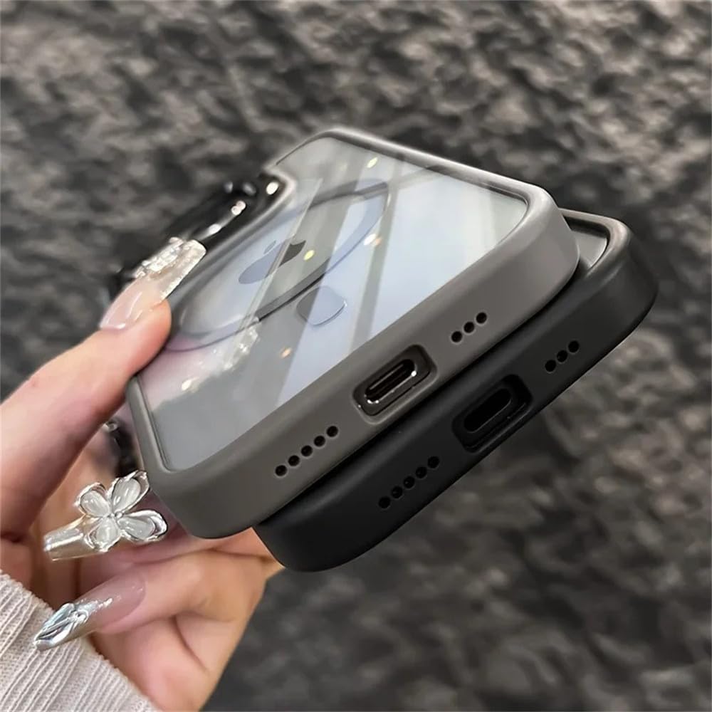 Magnetyczne etui odporne na wstrząsy do iPhone'a 17 16 15 14 Plus 13 12 11 Pro Max, podstawka Funda, szklana osłona obiektywu, czarna, do iPhone'a 12, 12 Pro