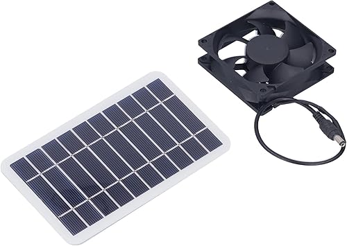 Miniatura 8 de VTOSEN Kit de ventilador de panel solar de 2.5 W, ventilador de escape solar eficiente para mascotas con cargador solar y placa de carga incluidos,