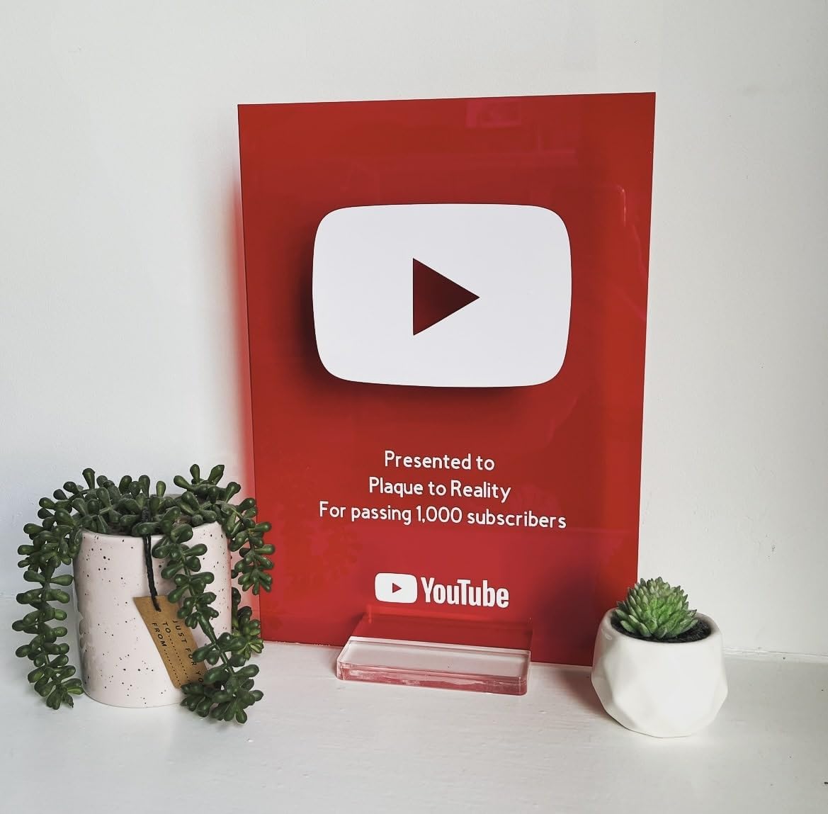 Custom A3 YouTube Subscriber Play Button Award (Red)