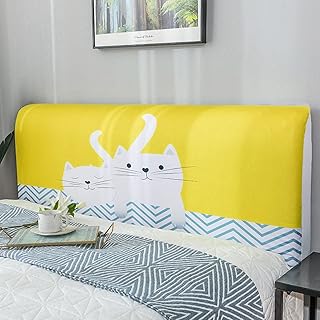 Pokrowiec na wezgłowie żółty rozciągliwy łóżko wezgłowie narzuta zmywalny wygodny ochraniacz pyłoszczelny zagłówek dekoracja do sypialni pojedyncze podwójne łóżka typu king 120 cm (długość wezgłowia 110-140 cm)