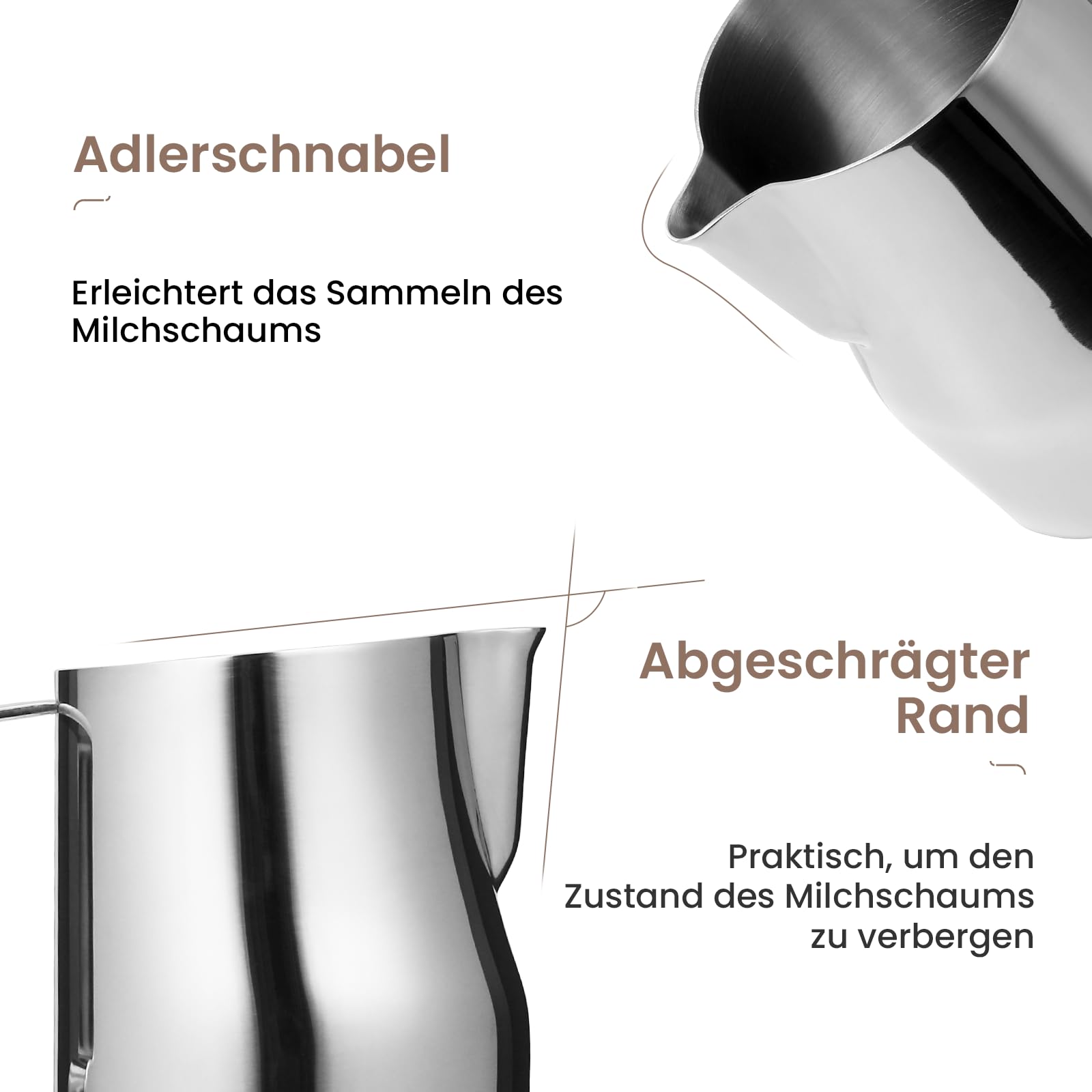 MHW-3BOMBER 350ml Milchkännchen Milchkanne Profi, 15oz Milchkännchen Edelstahl für Espresso, Cappuccino dampfend schäumend mit Hawksbill-Mündung Design, Barista zubehör Glossy Modell: P7121S