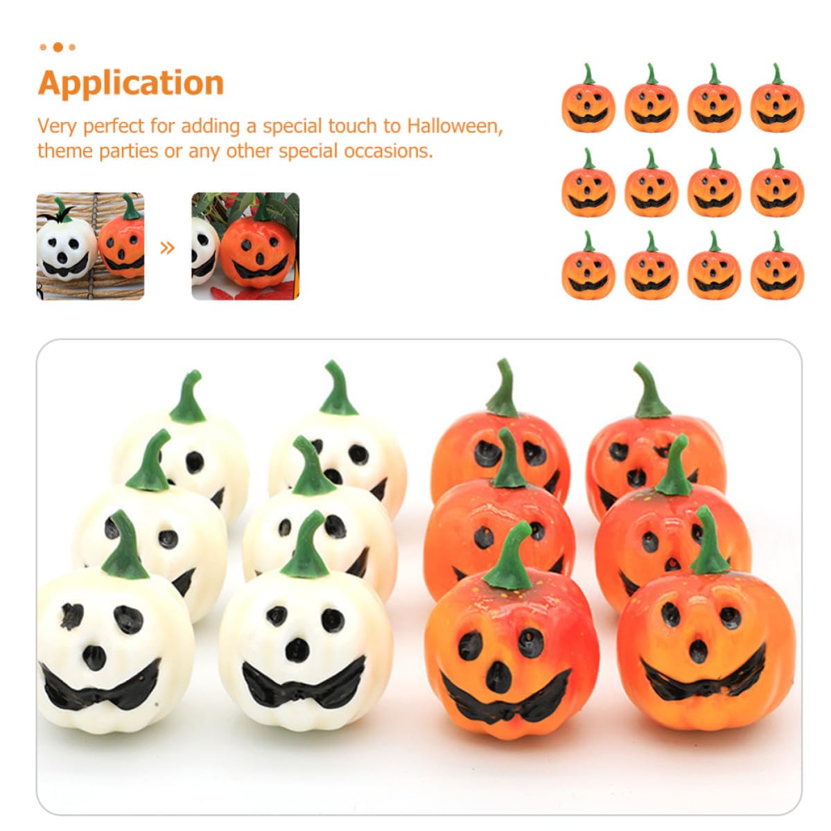SOLUSTRE 48 Pezzi Mini Zucca Artificiale Gialla in Schiuma per Decorazioni di Halloween, Design Realistico a Forma di Zucca, per Feste e Arredamento Cucina