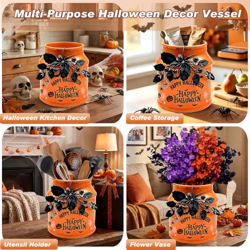BOXJINCO Halloween Kitchen Decor, Halloween Ceramics Utensil Holder | Artificial Spiders Halloween Decor with Utensil Holder Halloween, Halloween Farmhouse Indoor Kitchen Decorations 7.6inch - image 5