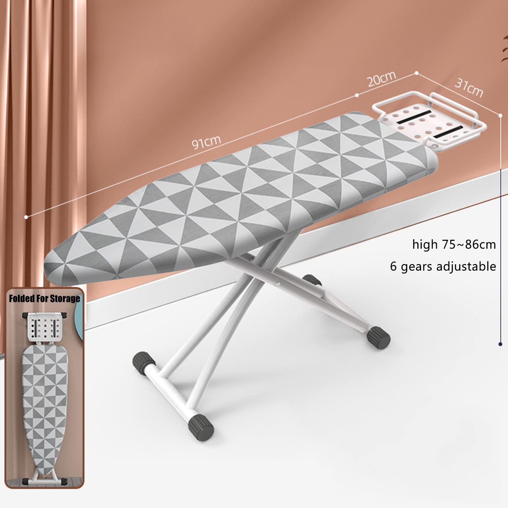 Tabla De Planchar, superficie de planchado extra grande ,Soporte Para Centros De Planchado,6 altura regulable,Patas Extragruesas con Patas Antideslizantes，ideal para espacios reducidos ( Color : D )