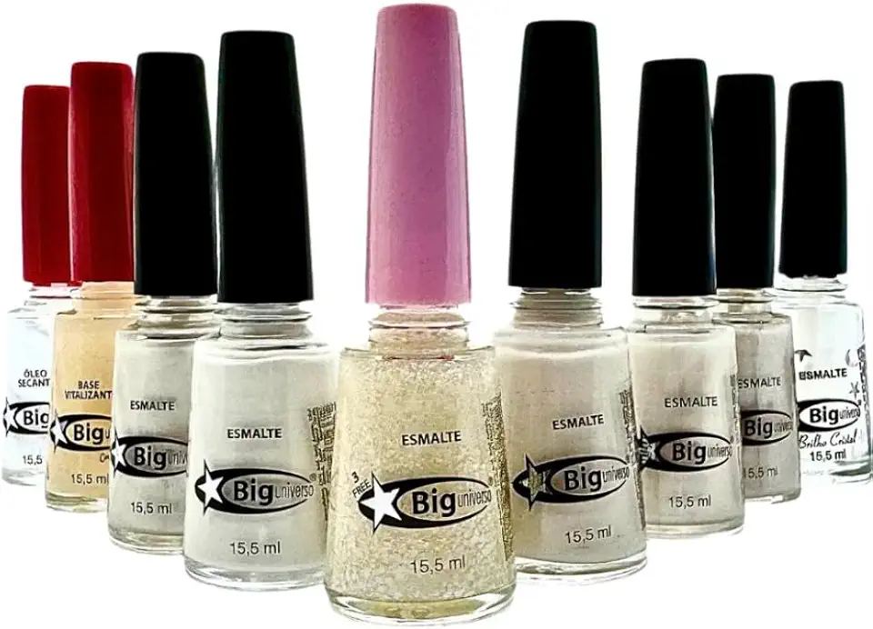 Kit 9 Esmaltes Brilhosos Eu Amo Esmalte Branco Big Universo 15,5ml