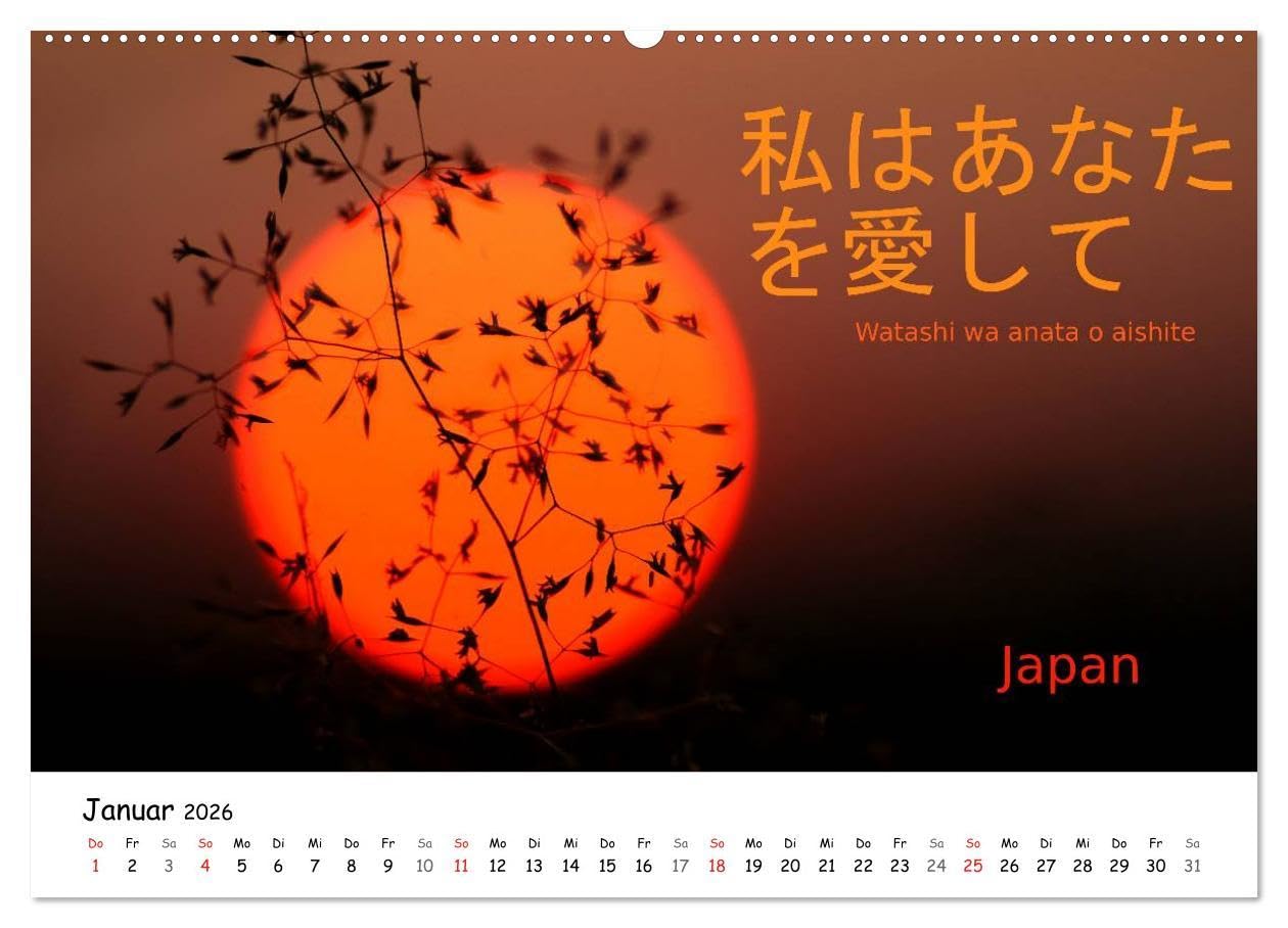 Ich liebe Dich (Wandkalender 2026 DIN A2 quer), CALVENDO Monatskalender: Ich liebe Dich - In den verschiedensten Sprachen der Welt unterlegt mit ... stimmungsvollen Bildern (CALVENDO Natur)