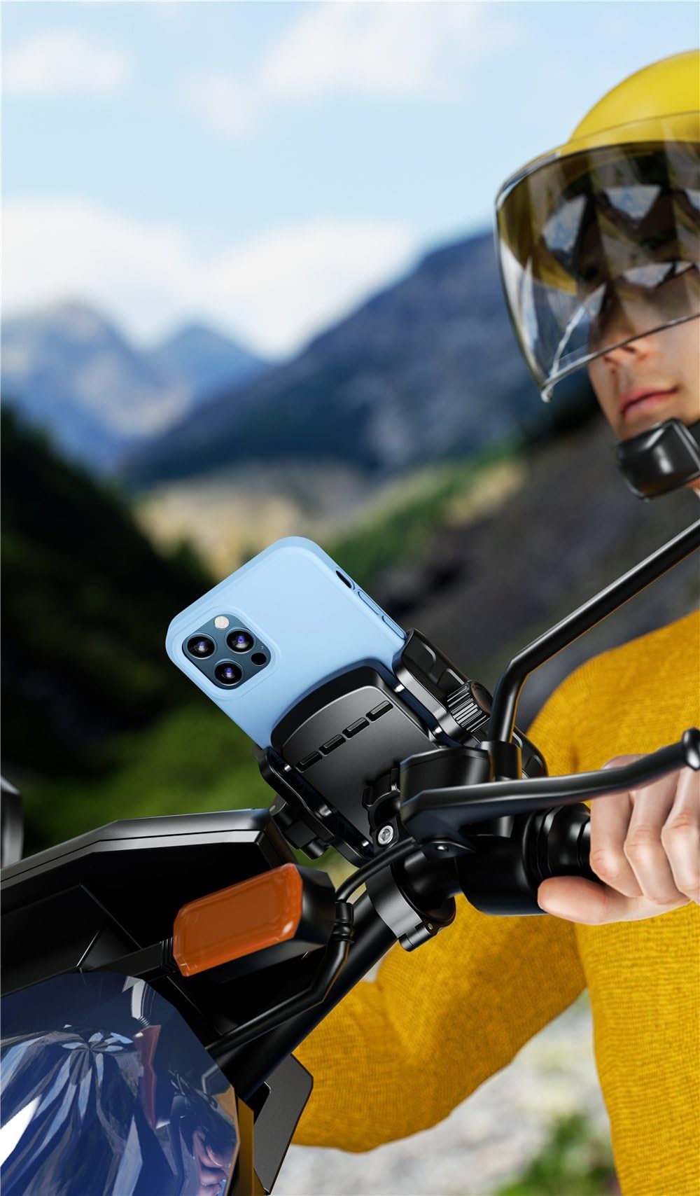 Supporto Per Telefono Da Moto Con Blocco Automatico, Supporto Per Telefono Da Manubrio Per Bicicletta, Antiurto, Per Scooter Da 5,4'' A 7,2''
