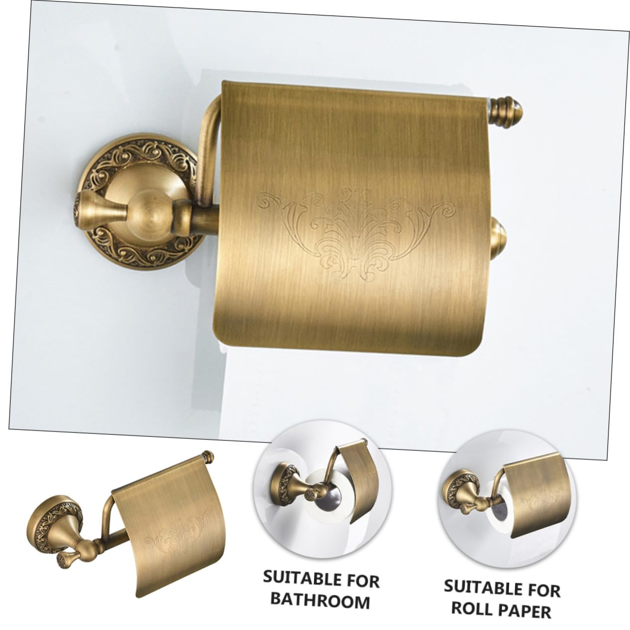 Toddmomy Portarrollos de Papel Higiénico de Cobre para Baño Diseño Compacto y Elegante Soporte de Pared Resistente y Fácil de Limpiar Adecuado para Hogares y Oficinas