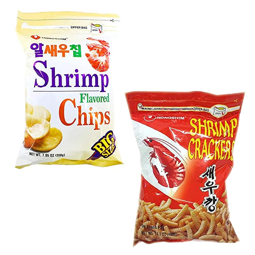 Nongshim Big Size Snack Package 2 Flavor Set Snack (Shrimp Flavored Chips + Shrimp Cracker)