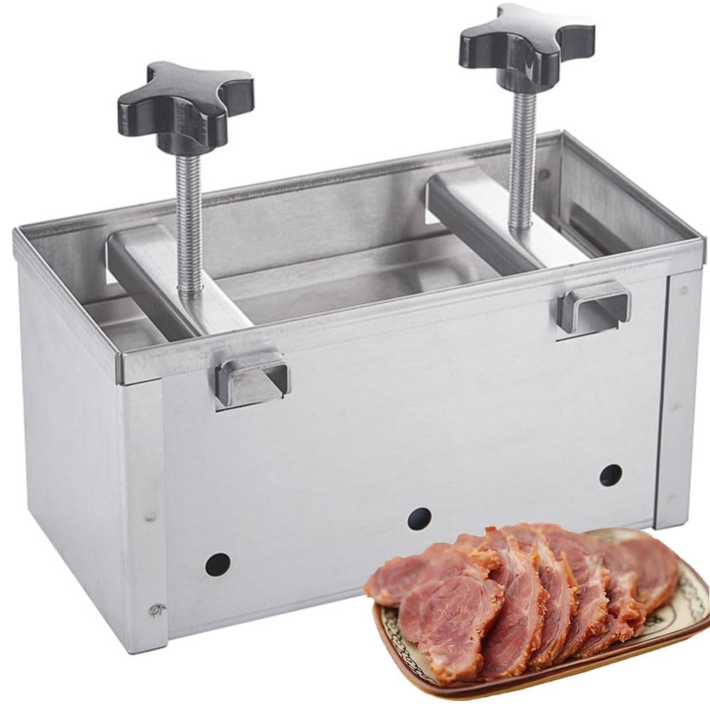 SICWEDIM Stainless Steel Meat Press Mould for Stuffed Burgers - Hamburger Patty Maker with Twin-Screw Pressurization Device for Grilling Beef (1KG)