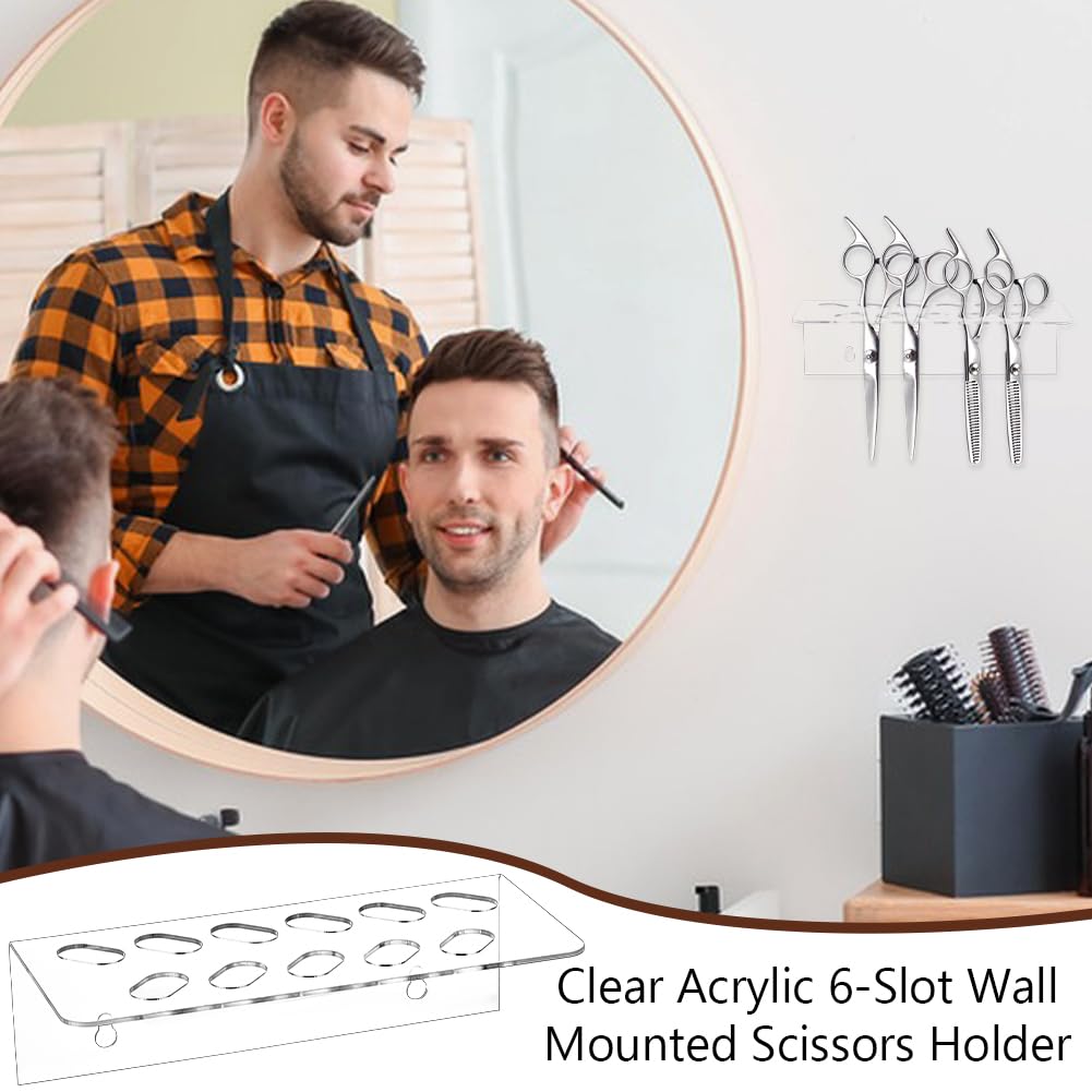 AHANDMAKER 2Pcs Clear Acrylic Wall Mounted Scissors Shear Holder Rack — Amazon image 6