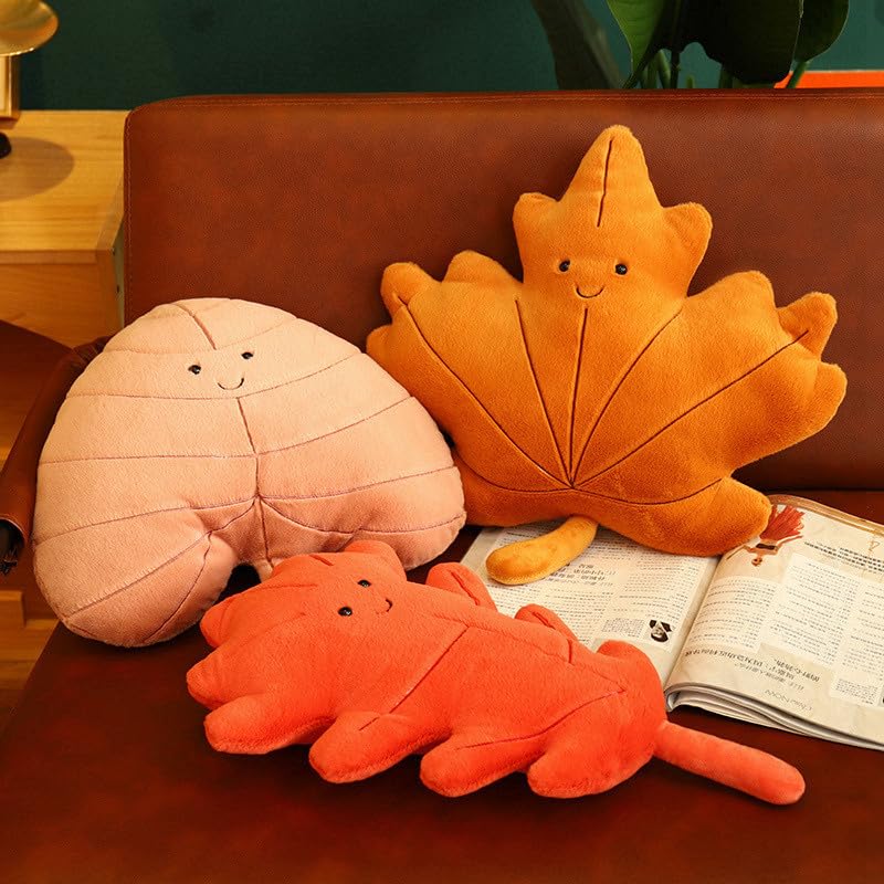 ALOEU Blätter Plüsch Kissen Kawaii Ahornblatt Ginkgo Blatt grünes Blatt Plüsch Puppen Gefüllte Weiche Pflanze Kissen für Home Sofa Decor (B)