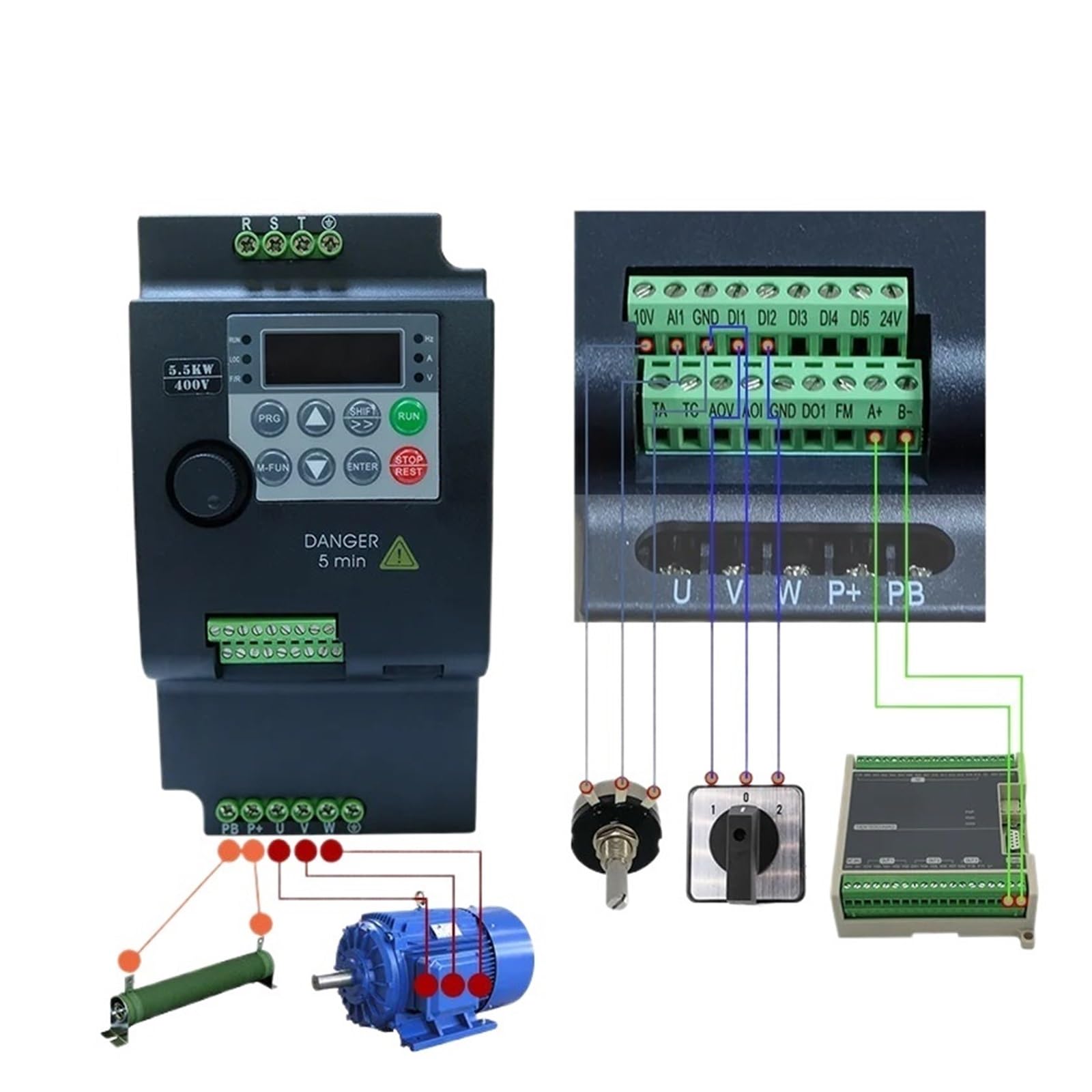 Przetwornica częstotliwości 0,75 kW/1,5 kW/2,2 kW/3,7 kW/5,5 kW 1/2/3/5/7,5 KM 380 V Przetwornica częstotliwości VFD Przetwornica prędkości silnika Sterowanie wektorowe(7.5HP 5.5KW)