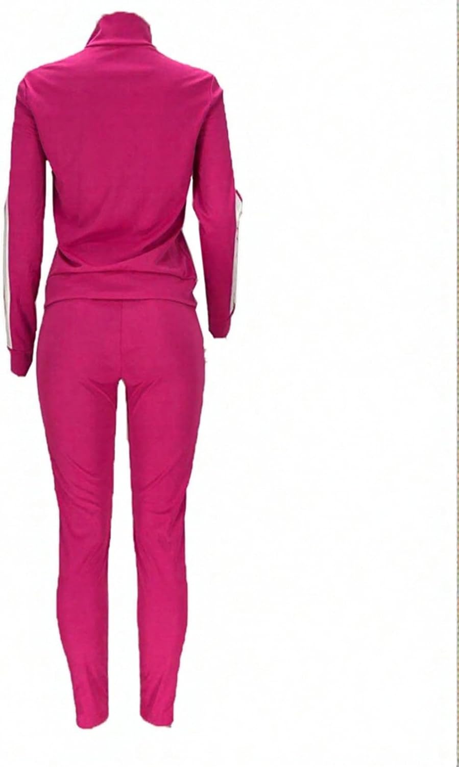 Women's 2 Piece Track Suits with Pockets,Full Zip Striped Sweatsuits Set,Jogging Sets Activewear with Jogger Pants,Rose Red XXL