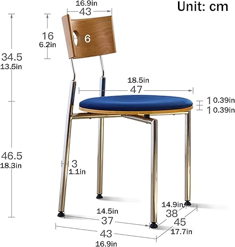 Miniatura 2 de Stackable Dining Chairs Set, Kitchen Chair with Curved Backrest, Upholstered Living Room Chair, Occasional Seat Dining Room Chairs with Metal